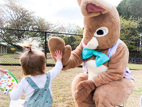 Easter bunny and child